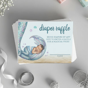 Mermaid Baby Shower Diaper Raffle Enclosure Card