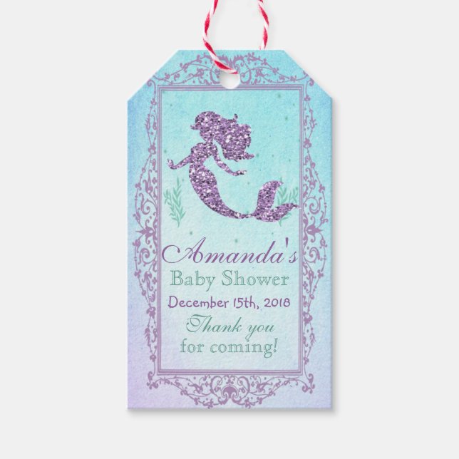 Mermaid Baby Shower Favour Gift Tag (Front)