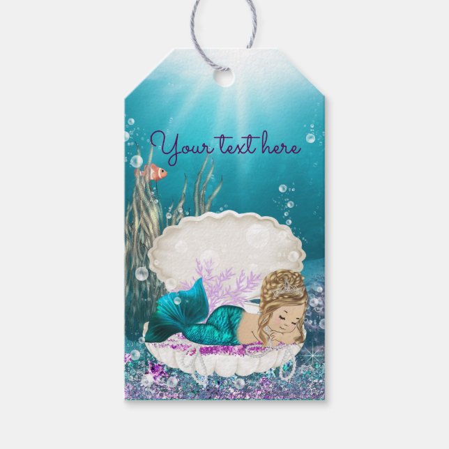 Mermaid Baby Shower Favour Gift Tags (Front)