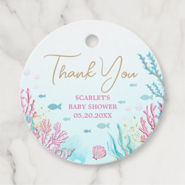 Mermaid Baby Shower  Favour Tags (Front)