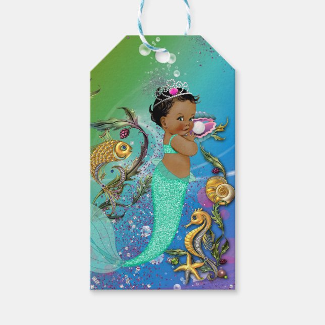 Mermaid Baby Shower Gift Tags (Front)