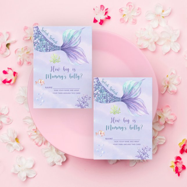 Mermaid baby shower How big is mummy's belly Enclosure Card (Creator Uploaded)