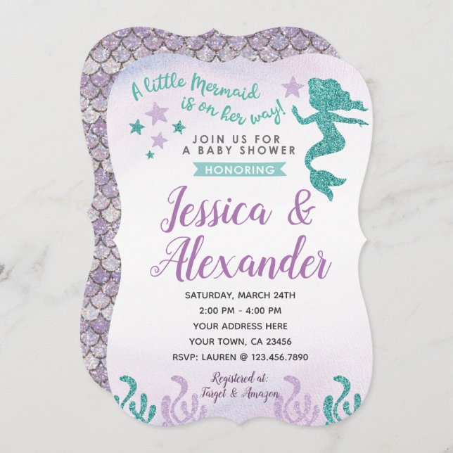 Mermaid Baby Shower Invitation (Front/Back)