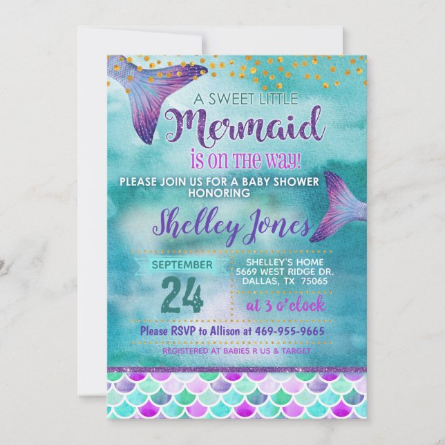 Mermaid Baby Shower Invitation (Front)