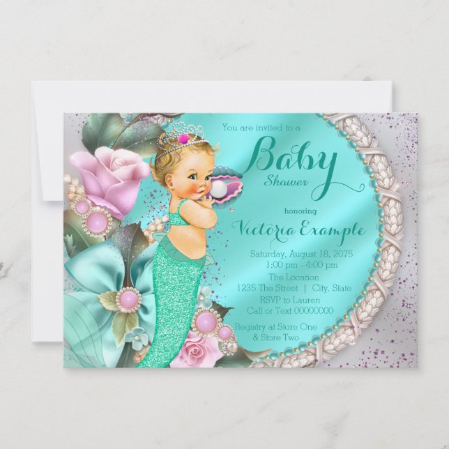 Mermaid Baby Shower Invitation (Front)