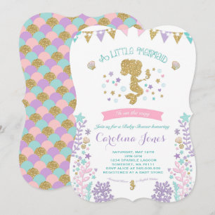 Mermaid Baby Shower Invitation Pink Teal Purple