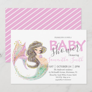 Mermaid baby Shower Mum under the sea Announcement