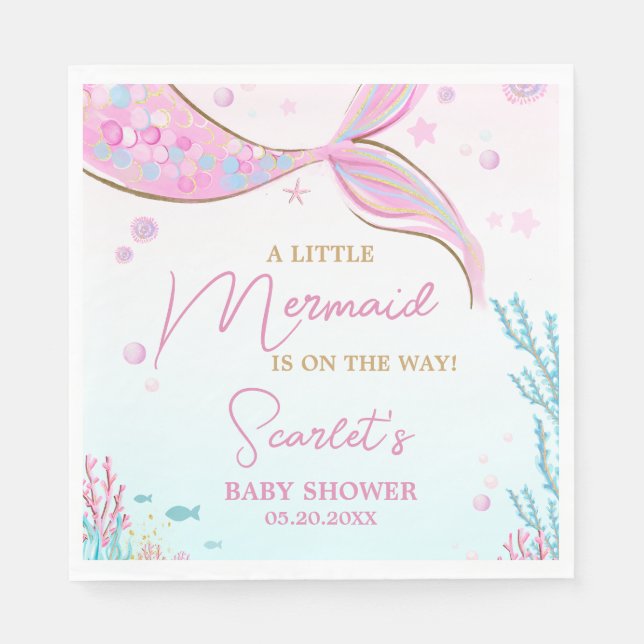 Mermaid Baby Shower Napkin (Front)