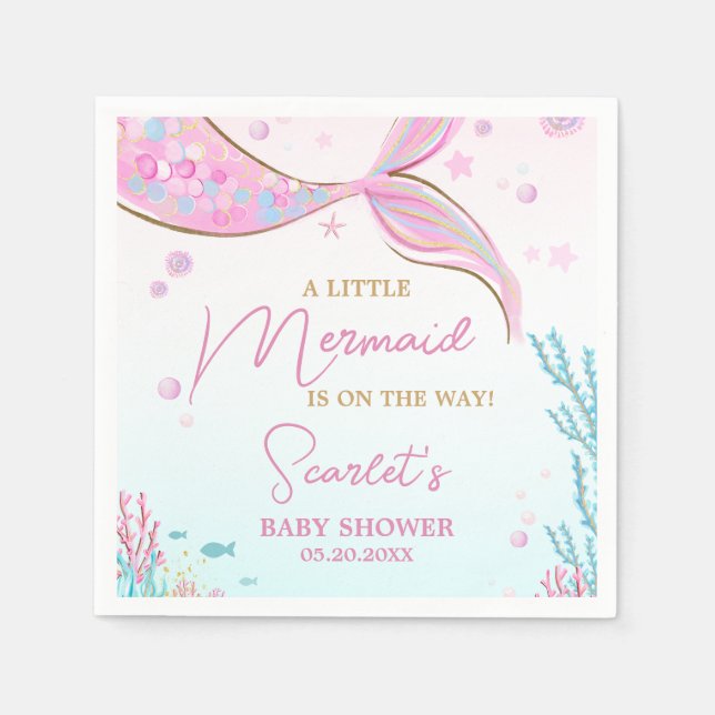 Mermaid Baby Shower Napkin (Front)