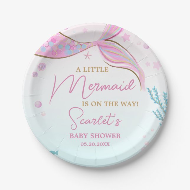 Mermaid Baby Shower Paper Plate (Front)