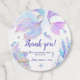 Mermaid Baby Shower Round Favour Tag