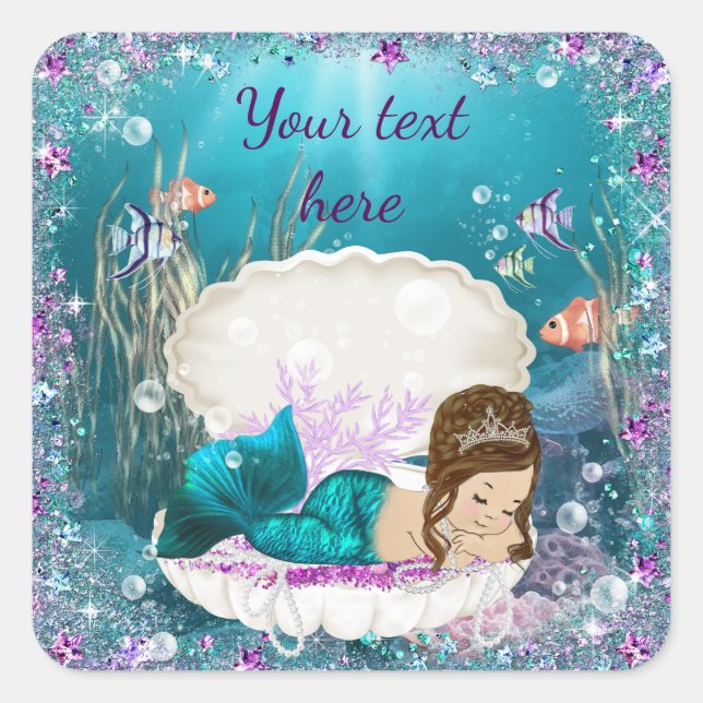 Mermaid Baby Shower Stickers (Front)