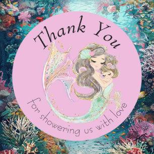 Mermaid Baby Shower Under the Sea Baby Girl Label