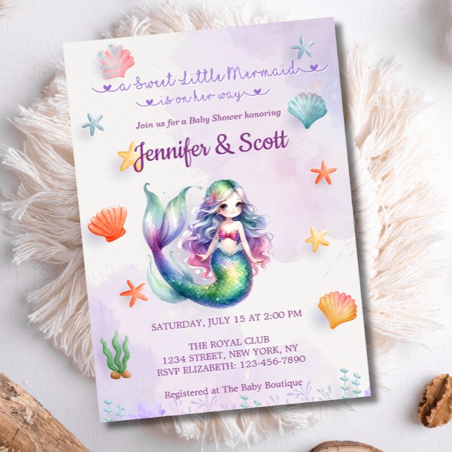 Mermaid Baby Shower Under the Sea Baby Shower Girl Invitation (Creator Uploaded)