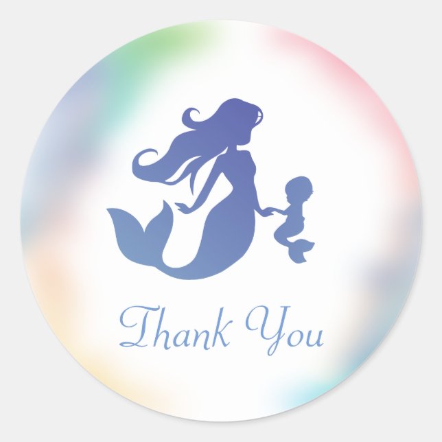 Mermaid Baby Shower Under the Sea Classic Round Sticker (Front)