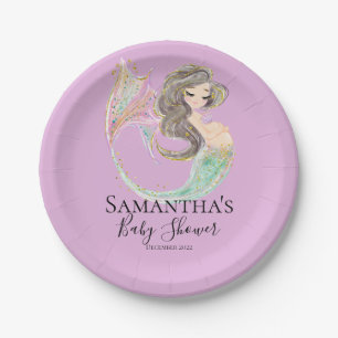 Mermaid Baby Shower. Under The Sea. Glitter Paper Plate