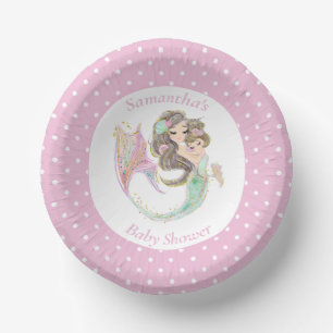 Mermaid baby shower under the sea paper plate
