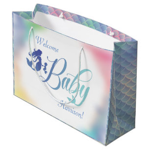 Mermaid Baby Shower Under the Sea Pastel Large Gift Bag