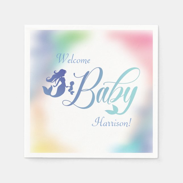 Mermaid Baby Shower Under the Sea Pastel Napkin (Front)