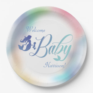 Mermaid Baby Shower Under the Sea Pastel Paper Plate