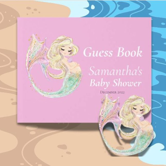 Mermaid Baby Shower. Under The Sea Pink Guest Book (Capture precious memories and heartfelt wishes in glittering style.)