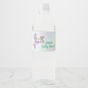 Mermaid Baby Shower Water Bottle Wrappers Water Bottle Label