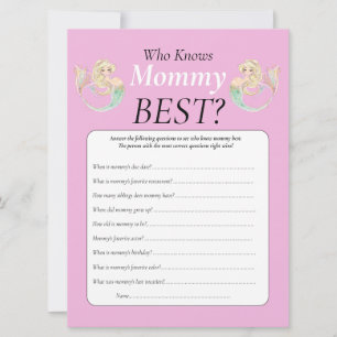 Mermaid Baby Shower. Who Knows Mummy pink Invitation