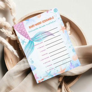 Mermaid Baby word scramble baby shower game