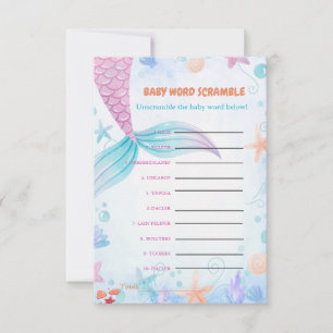 Mermaid Baby word scramble baby shower game Invitation