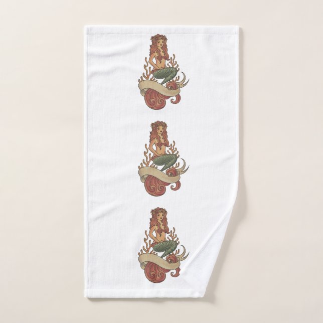mermaid bath towel set (Hand Towel)