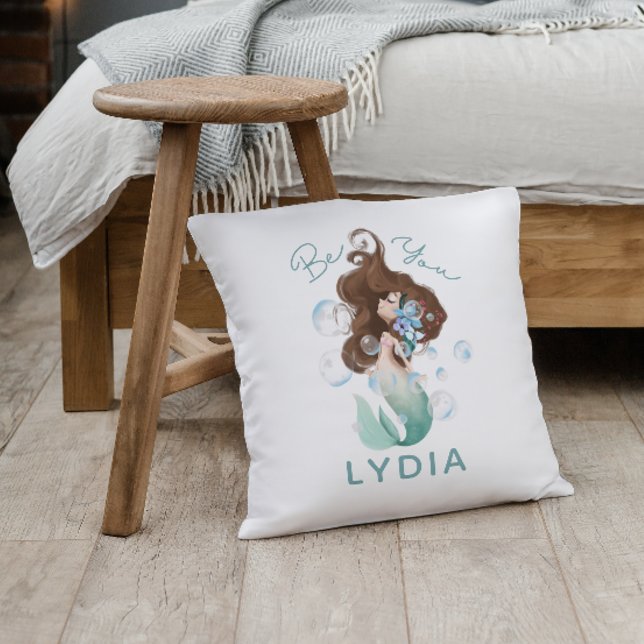Mermaid Be You Throw Pillow (Creator Uploaded)