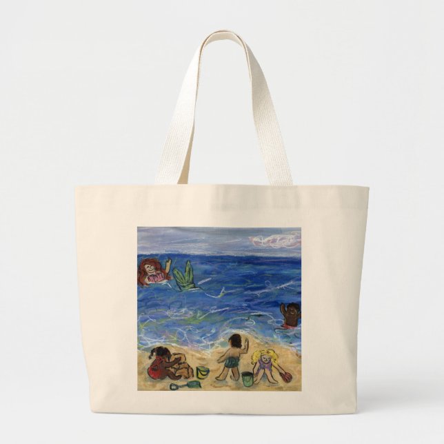 Mermaid Beach Art Custom Tote Bags (Front)