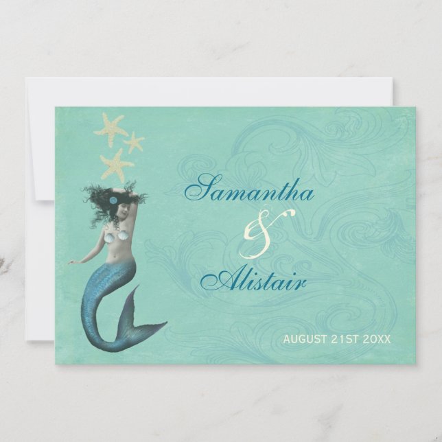 Mermaid Beach Coastal Wedding Invitation (Front)
