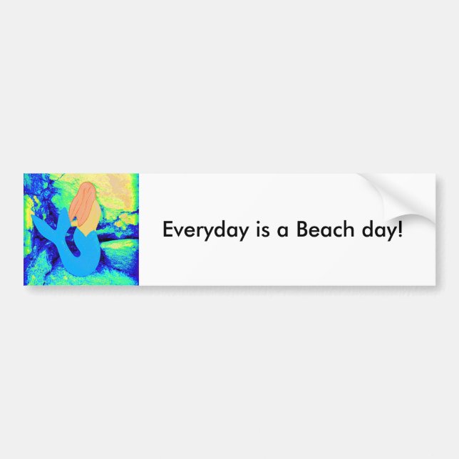 mermaid beach day  design bumper sticker (Front)