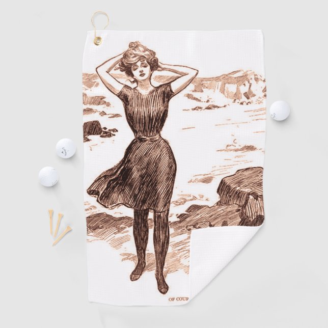 Mermaid Beach Gibson Girl Victorian Antique Golf Towel (InSitu)