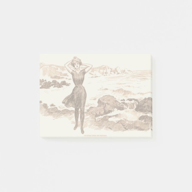 Mermaid Beach Gibson Girl Victorian Antique Post-it Notes (Front)