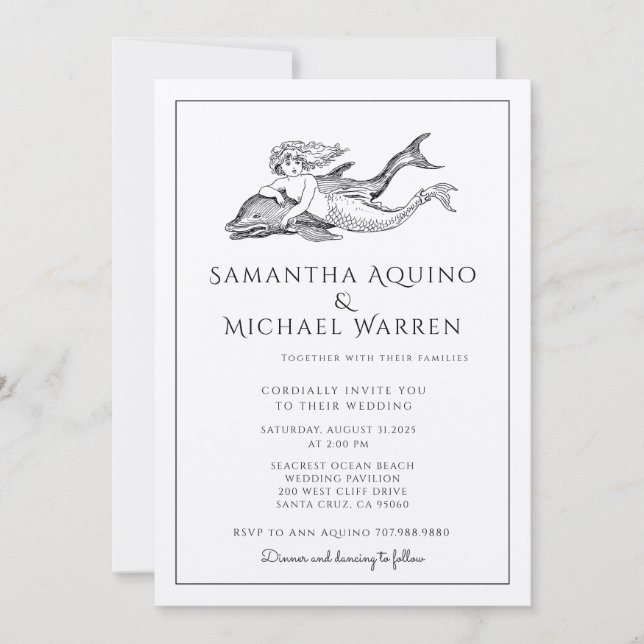 Mermaid Beach Kraft Wedding Invitation (Front)