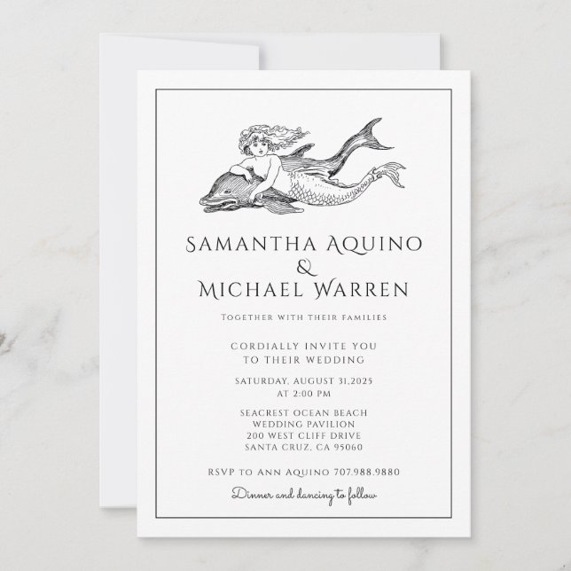 Mermaid Beach Wedding Invitation (Front)