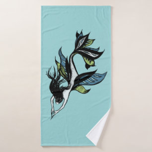 Mermaid beautiful hand drawn art bath towel