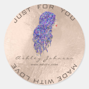 Mermaid Beauty Glitter Lash Makeup Hairdresser Classic Round Sticker