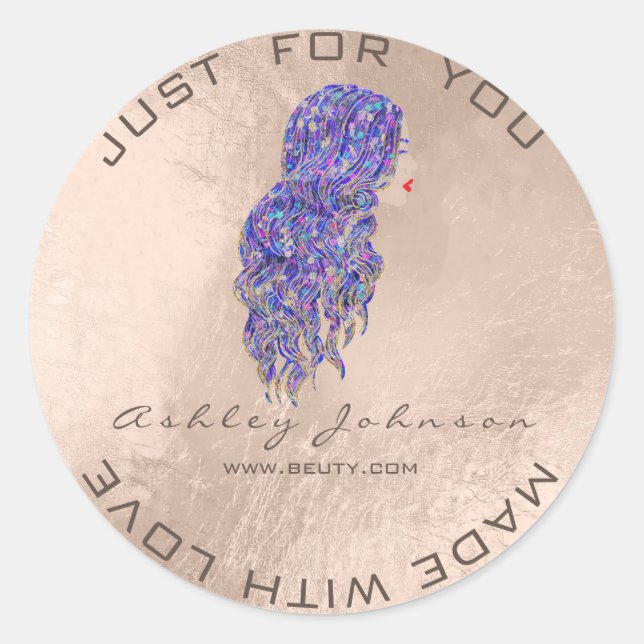 Mermaid Beauty Glitter Lash Makeup Hairdresser Classic Round Sticker (Front)