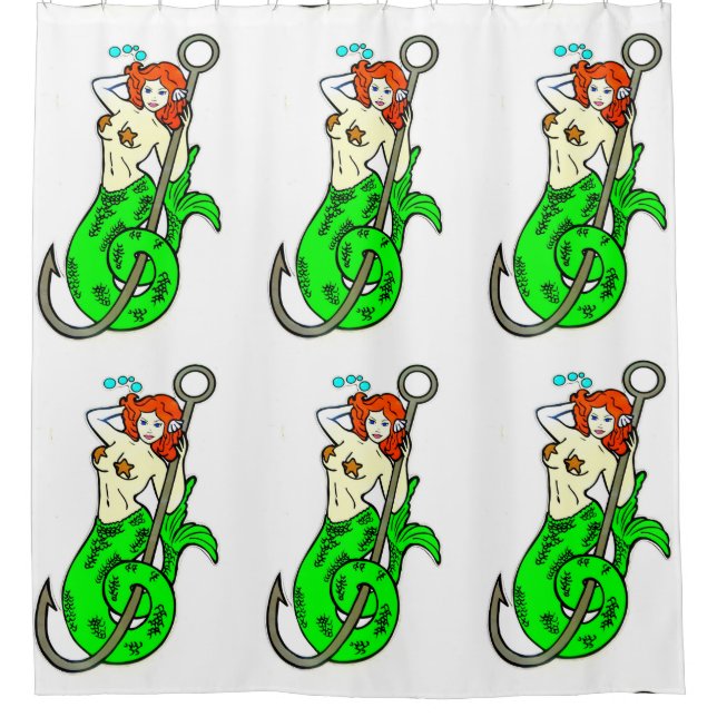 mermaid beauty on a fish hook  pattern shower curtain (Front)