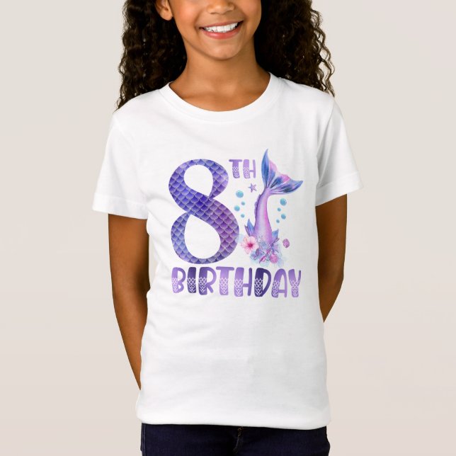 Mermaid Birthday 8th Birthday  T-Shirt (Front)