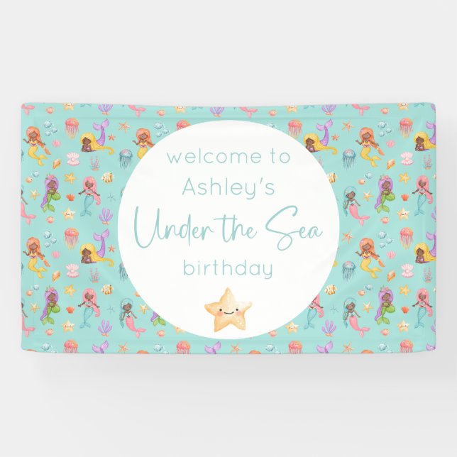 Mermaid Birthday Banner (Horizontal)