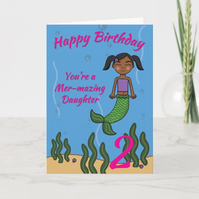 Mermaid Birthday Card for Daughter Any Age (Front)