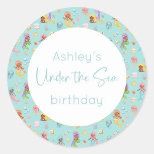 Mermaid Birthday Classic Round Sticker