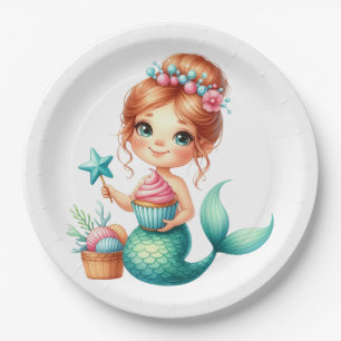Mermaid Birthday Cute Ocean Party Tableware Paper Plate