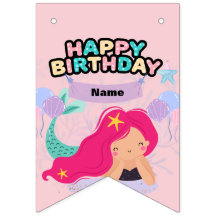 Mermaid Birthday  Design bunting banner