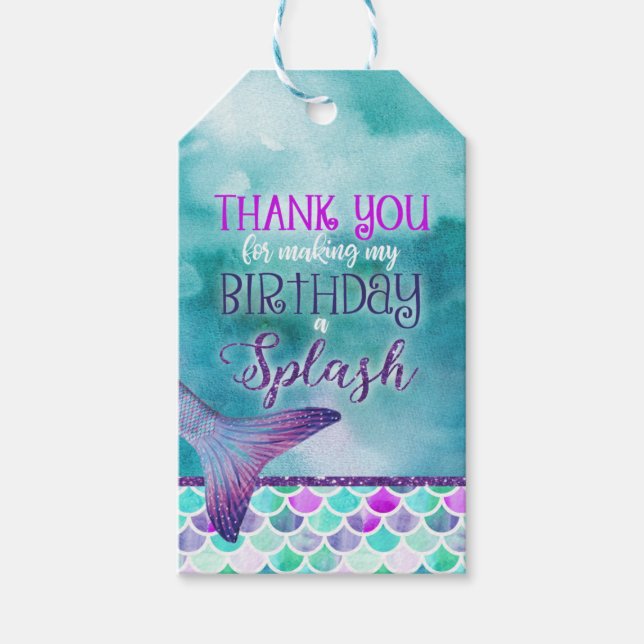 Mermaid Birthday Favour Tag (Front)