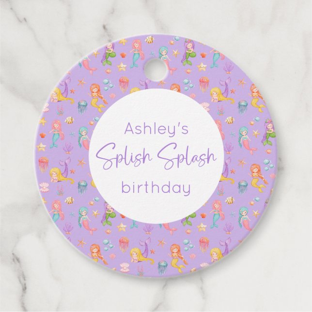 Mermaid Birthday Favour Tags (Front)